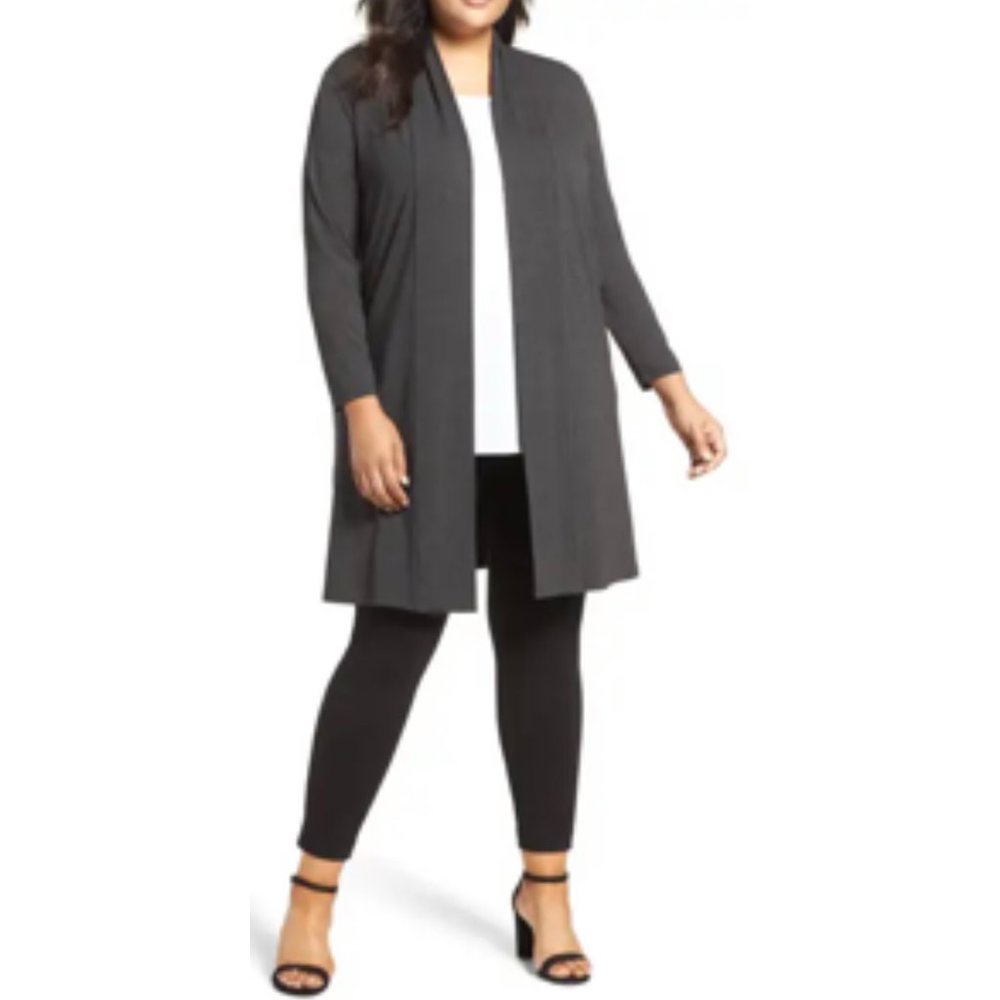 Vince Camuto 3X Open Front Maxi Cardigan Dk. Gray